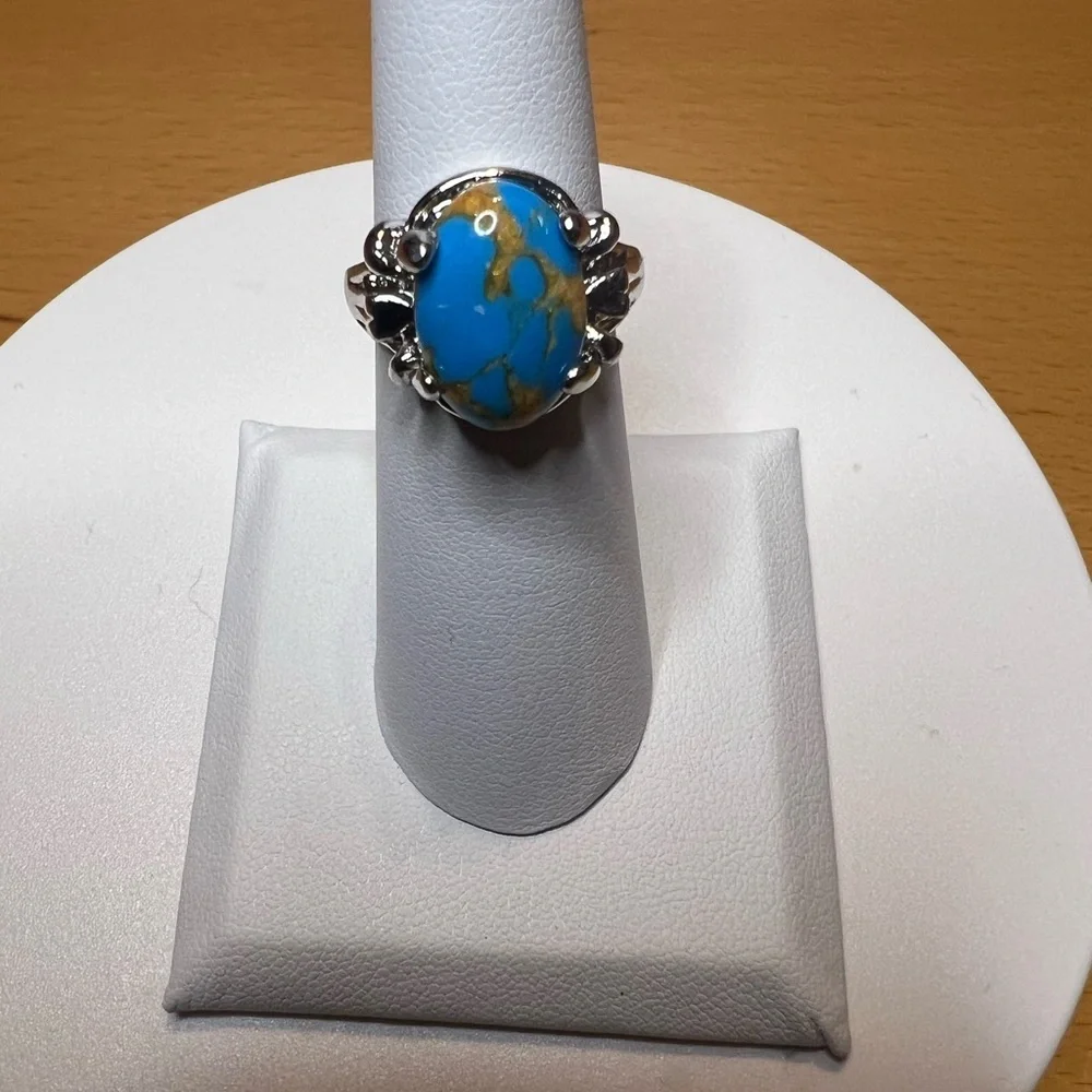 Brand New “Blue Gem”Turquoise Silver Statement Ring